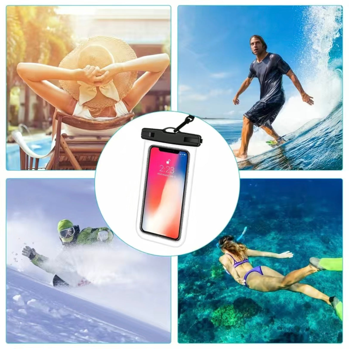 Funda impermeable para smartphones de hasta 6,8 pulgadas: protección para deportes acuáticos y actividades al aire libre