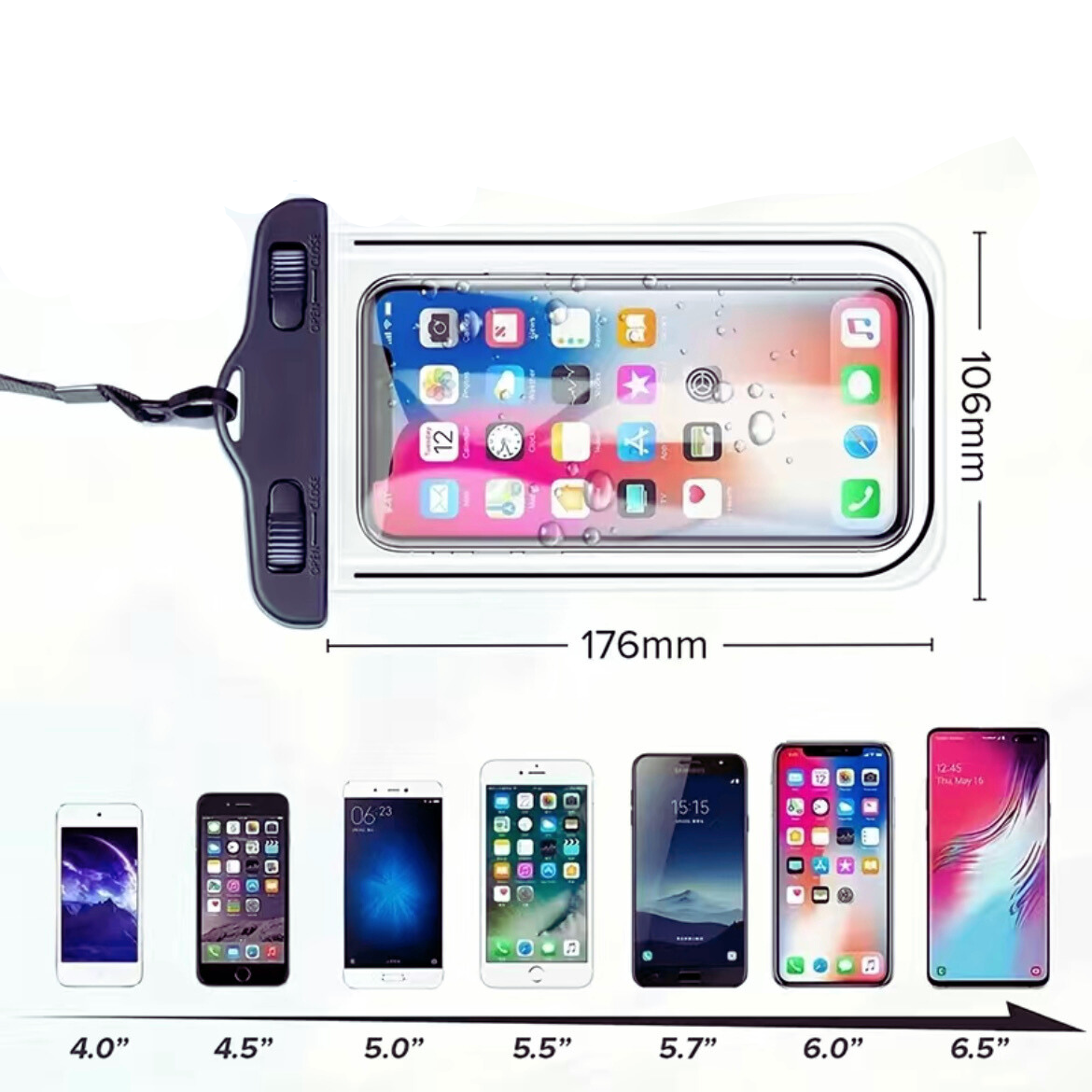 Funda impermeable para smartphones de hasta 6,8 pulgadas: protección para deportes acuáticos y actividades al aire libre